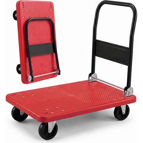 Carrello pieghevole con piattaforma, portata 300 kg – Rosso (1/5)