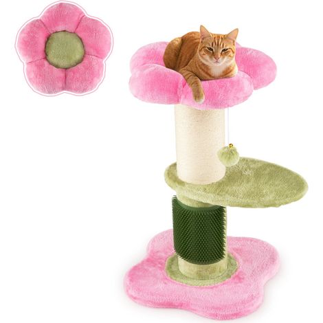 Tiragraffi 69 x 40 x 40 cm con comodo trespolo design multifunzionale peluche rosa 200017508