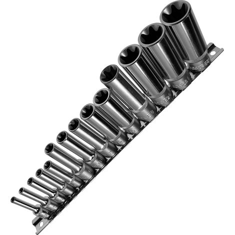 E-Profil Stecknuss Satz 14-teilig E4 bis E24 Außen Torx 1/4 3/8 1/2 Zoll (1/5)