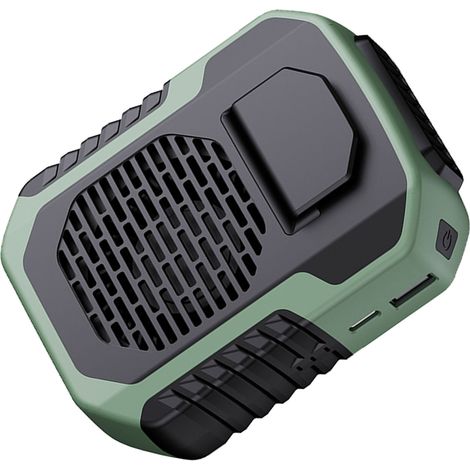 Ventilateur rafraîchissant portable à 3 vitesses, clip ceinture/tour de cou, rechargeable USB, idéal pour les voyages et le travail en extérieur (vert). (1/5)
