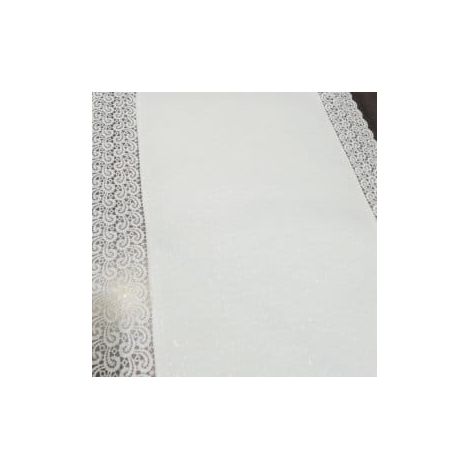 Nappe anti-taches en guipure blanche, ronde, 140 cm (1/4)