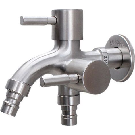 Robinet Double Sortie - Acier Inoxydable 304 - 1/2 Pouces - Antigel - Pour Jardin Extérieur Cuisine Salle De Bain Machine À Laver - 1 Pièce (1/4)