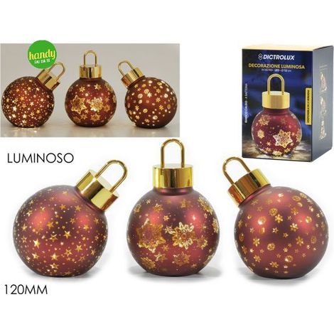 Sfera in Vetro General Trade Ø 120mm Rosso con Luce Modelli Assortiti