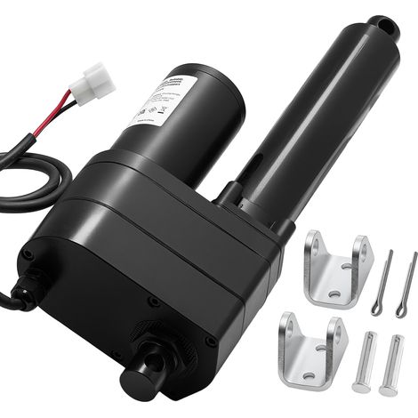 VEVOR Actuador Lineal 12 V, 200 mm, Motor Lineal de 9000 N, IP65, 5 mm/s, con Soportes de Montaje para Contenedores de Maquinaria Industrial y Sistemas de Elevación de Alta Resistencia, Negro