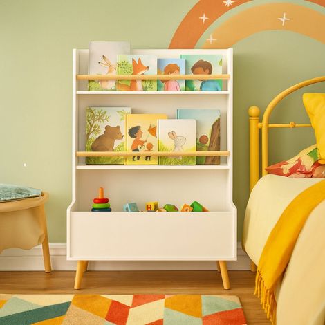 Mobiletto portaoggetti per libri e giocattoli per bambini - 2 ripiani ampio scomparto