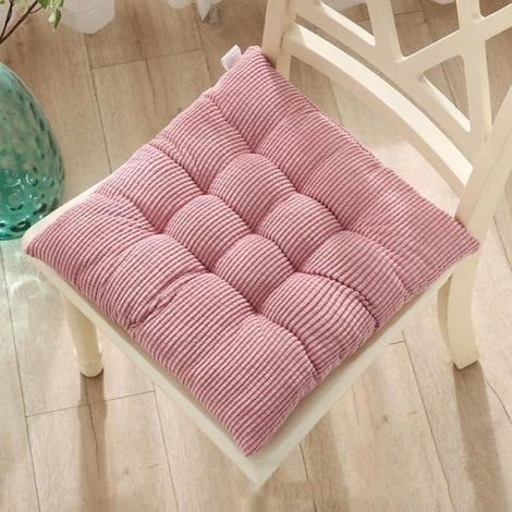 Coussins de Chaises Carrés, 40x40cm Coussins de Siège velours côtelé Décoration Maison Coussin Mat Matelassée,Rose (1/4)