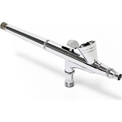 Wiltec Airbrush Pistole Typ 135 mit Double Action Funktion, Düse Ø 0,3 mm, 2 ml Farbbecher, Pipette, Adapter für Modellbau, Nailart usw.