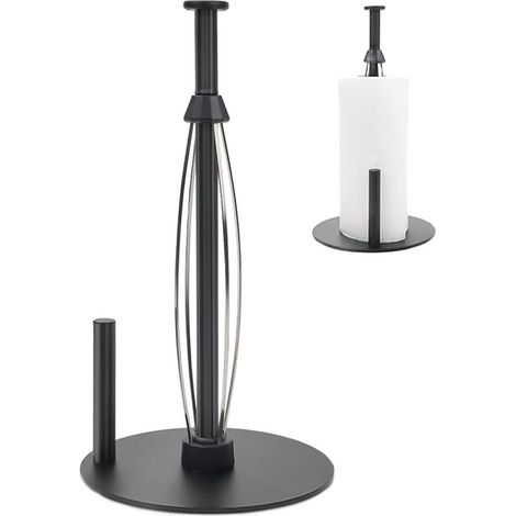 Porte Sopalin Vertical, Support de Rouleau Porte Rouleau Papier Cuisine Acier Inoxydable pour Effet D'amortissement,Porte-Serviettes en Papier de Cuisine de Comptoir avec Base Pondérée, Noir