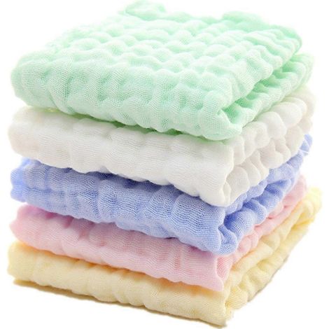 Lingettes en mousseline pour bébé - Lingettes en coton mousseline naturel - Serviette douce pour le visage et lingette en mousseline pour la peau sensible des nouveau-nés - À ajouter à la liste de nai (1/5)