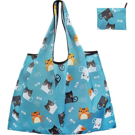 Sac Pliable Courses Poche Grande，Sac à Provisions Cabas Réutilisable, Sac Shopping Pliable Pochette Tissu, Sac Grocery Bandoulière Ecologique pour Extérieur Voyage (1/5)