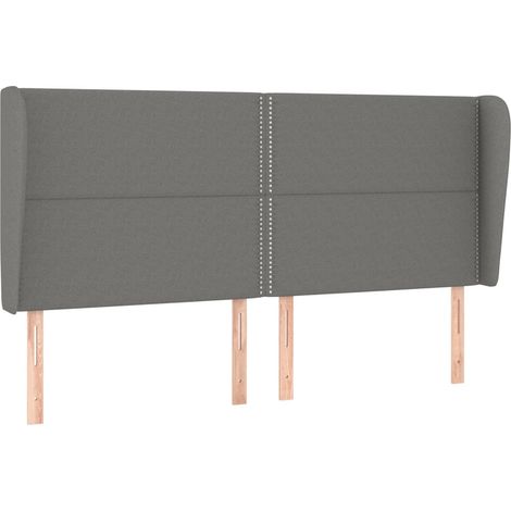 Testiera accessorio letto mobile camera da letto con bordo laterale 203 x 23 x 118/128 cm tessuto grigio scuro TDL0204931
