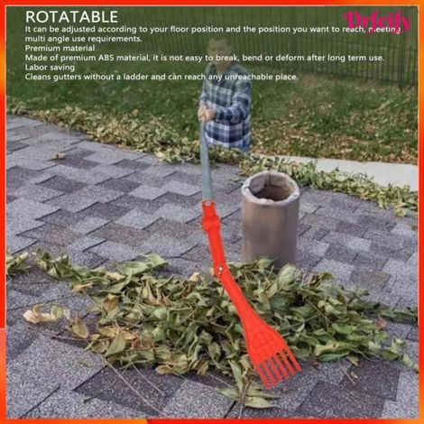 Outil de nettoyage de gouttière - - Poignée rotative - ABS premium - Léger 88 g - Feuilles faciles à retirer (1/4)