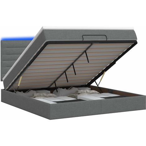 Maison Exclusive - Lit coffre avec matelas et LED Gris foncé 140 x 190 cm Tissu (1/5)