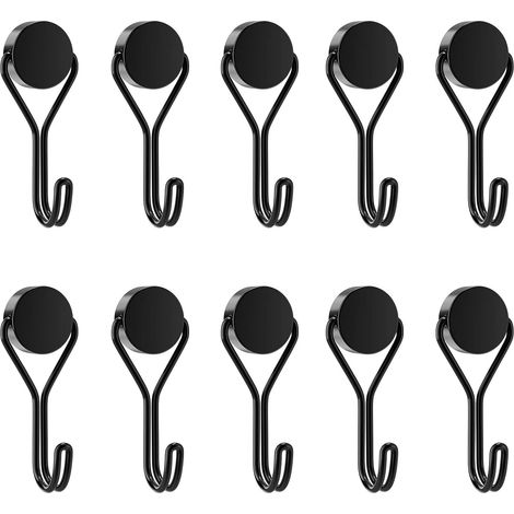 10er-Pack extra starke Magnethaken, 16 mm starke Magnethaken, Neodym-Haken für Kühlschrank, Küche, Büro – Schwarz (1/5)