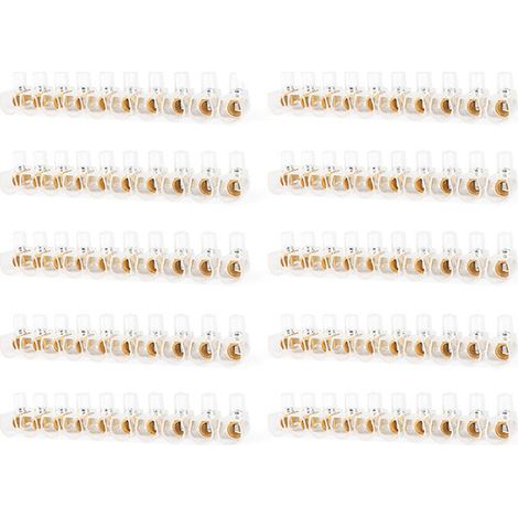 CILIA 100x Lüsterklemmen 4mm², 10-polige Klemmleisten (10 Riegel), Verbindungsklemmen Transparent, Schraubklemmen für Kabelverbindung, Zuschneidbar