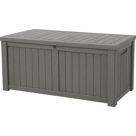 Homeology TUNGSTEN 450 Litre 119 Gallon Waterproof Extra Large Lockable Easy-Open Garden Storage Box in Grey