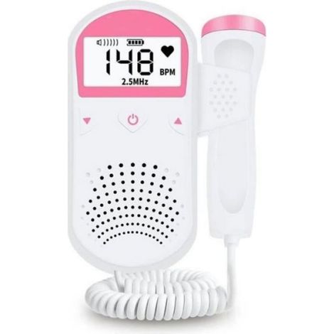 Détecteur Fœtal Doppler - Écran 4,5 x 2,4 cm - Sonde Haute Sensibilité 2 MHz - Usage Domestique Prénatal - 1 Pièce