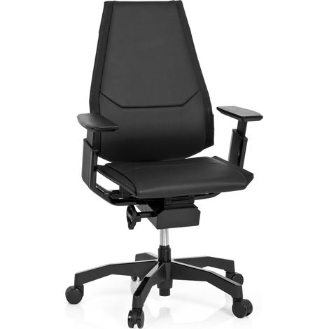 Bürostuhl / Drehstuhl GENIDIA BLACK Leder schwarz hjh OFFICE (1/5)