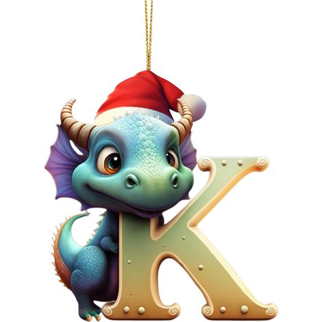 Pendentif Acrylique - Dinosaure - Lettres A à Z - Décoration Arbre De Noël - Intérieur Maison - 1 Pièce (1/2)