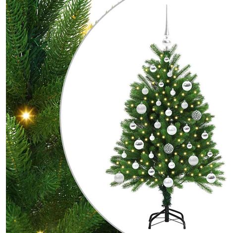 Sapin de Noël  Arbre de Noël avec 150 LED avec support Vert 120 cm PE (1/5)