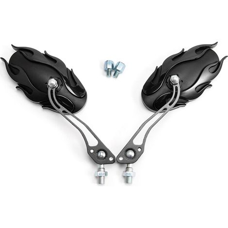 Rétroviseurs Moto Universels Aluminium CNC Noir 8mm 10mm Angle Large Anti-éblouissement (1/5)