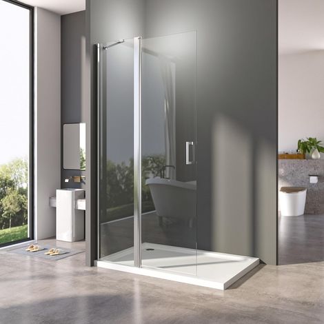 Walk in Duschwand, 120x185 cm Pendeltüren Walk in Dusche Duschkabine Duschtrennwand 6mm ESG-Sicherheitsglas Nano Beschichtung (1/4)