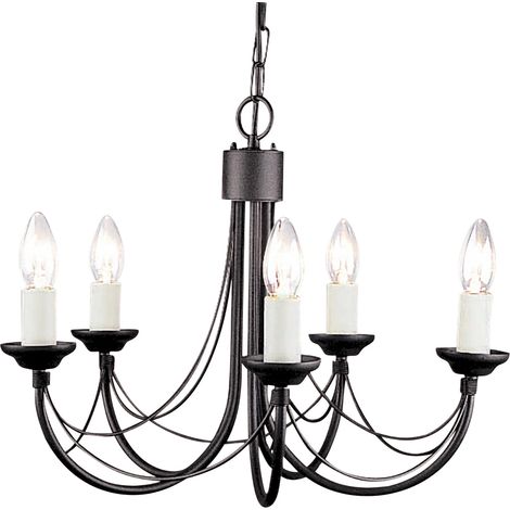 Lampadario gotico Carisbrooke nero 5 luci E14 Elstead