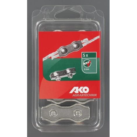 Connettore per fune recinzioni elettrificate 6 mm zincato (5 pz) AKO 44535051