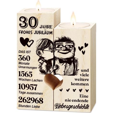 Kerzenständer Holz Perlenhochzeit Geschenk 30. Hochzeitstag Geschenke (1/5)