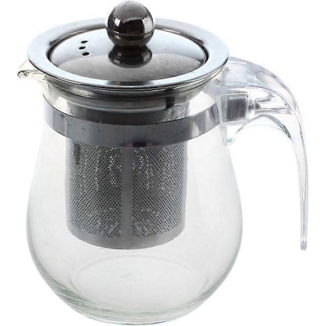 Théière en verre transparent résistant à la chaleur de 350 ml avec infuseur en acier inoxydable et motif floral (1/5)