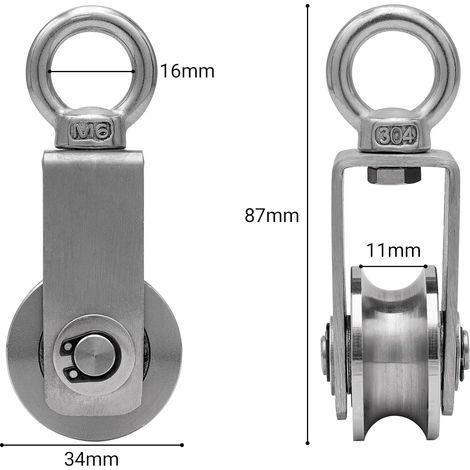 Filiyano – câble – Poulie à 2 couches, poulie de câble, 34 mm, acier inoxydable 304 PU (1/5)