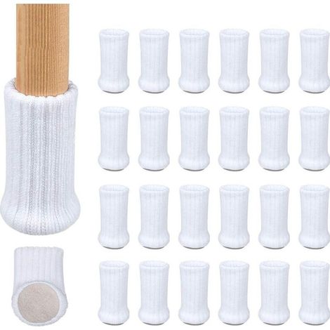 24 pieces of non-slip knitted chair leg socks, prevent scratches and reduce noise, easy to move, white (1/5)