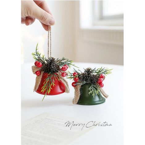 3pcs Cloche de noël Rouge or Vert métal Jingle Bells Arbre de noël Suspendu Pendentif Ornement décoration de noël pour la Maison (1/5)