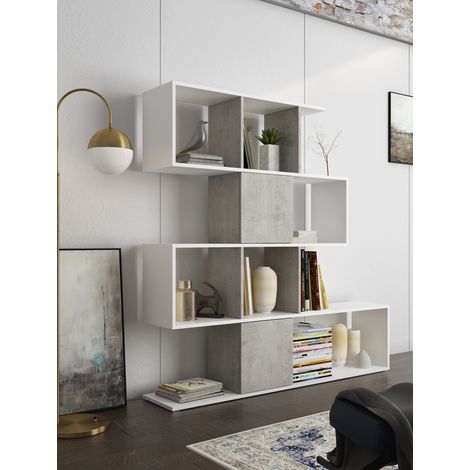 LIBRERIA SCALA LARICE BIANCO E CEMENTO