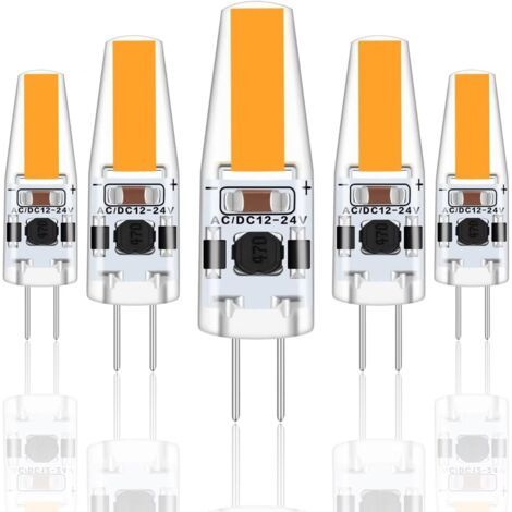 Ampoules LED G4 3W 12V AC/DC, équivalent à une ampoule halogène 30W, 300 lm, blanc chaud 2700K, non dimmables, lot de 5 (1/5)