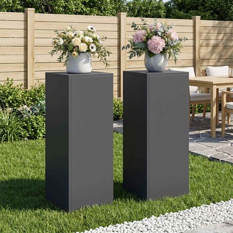 vidaXL Soporte de plantas 2 pcs Gris antracita 30 x 30 x 80 cm (1/5)