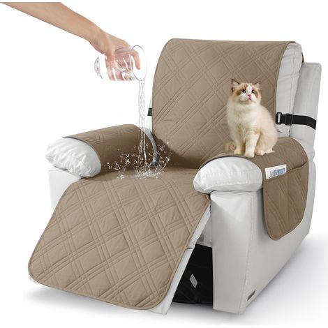 Housse de fauteuil, Housse de fauteuil imperméable, Housse de fauteuil avec poches latérales, Housse de fauteuil avec protège-accoudoirs, Housse de fauteuil antidérapante pour fauteuil relax (1/5)