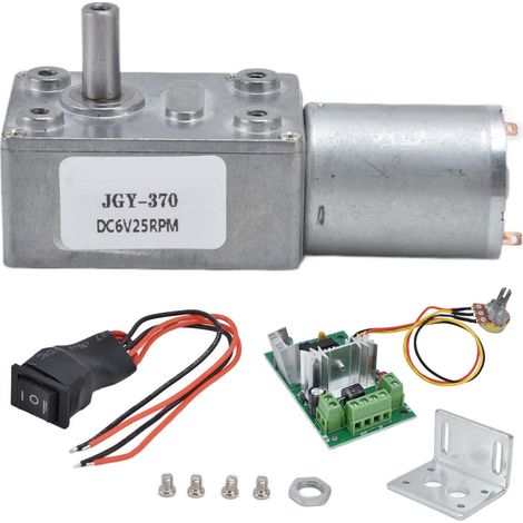 Moteur à engrenages DC 6V turbo ver turbo, mini moteur électrique à réduction de vitesse avec régulateur JGY370 6V 25RPM (1/5)