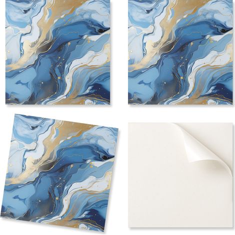 Azulejos autoadhesivos con gr谩ficos para comedor, PVC, ondas y puntos abstractos, 9x30x30 cm