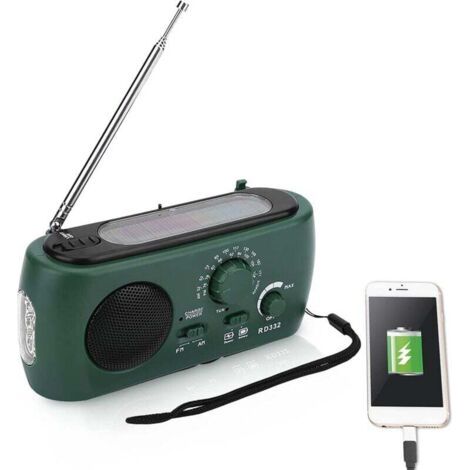 Radio a Pile Survie, Radio a Pile AM/FM avec Lampe de Poche LED Chargeur de Téléphone d'urgence pour la Maison et Le Camping en Plein Air, la Randonnée (1/4)