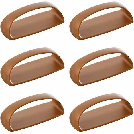 Lot de 6 poignées auto-adhésives pour meubles, tiroirs, portes de placards, réfrigérateurs et portes coulissantes portables (marron clair) (1/4)