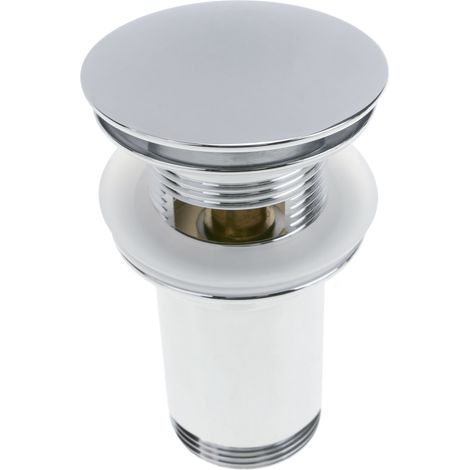 PrimeMatik - Bonde de lavabo 9cm. Système de vidage pop up en laiton bouchon G1-1/4 universel arrondi (1/5)