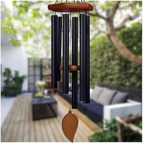 Carillon éolien de deuil extérieur son grave pour la perte d'un être cher grand carillon à vent avec 6 tubes épais fixation par crochet. (1/5)
