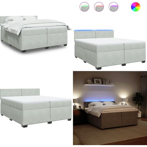 Boxspringbett mit Matratze Hellgrau 200x200 cm Samt - Boxspringbett - Samtbett - Doppelbett - LED Beleuchtung - Matratze - Home & Living (1/5)