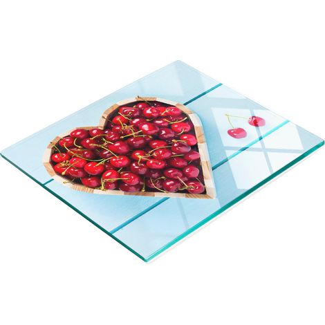 Tabla decorativa multifuncional de cocina, color cerezo templado, forma de corazón, 60x52 cm. (1/5)