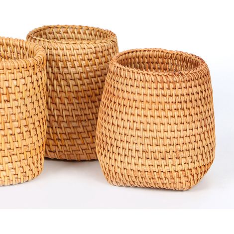 Panier de Rotin pour Organiser Couteaux et Ustensiles de Cuisine, Décoration Rustique (1/3)