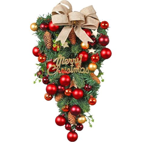 1 Couronne de Noël, Sapin inversé, Guirlande artificielle, Décoration intérieure, Porte, Jardin, Cheminée (1/5)