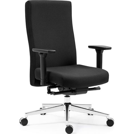 Ergonomischer Bürostuhl Schwarz, Drehbar mit Verstellbaren Armlehnen, Atmungsaktiver Stoffbezug, SGS-Gasfeder, 150kg Belastbar
