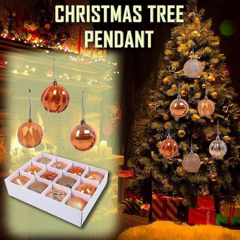 12 boules de Noël à suspendre pour sapin, décorations de fête (WUD6282) (1/4)