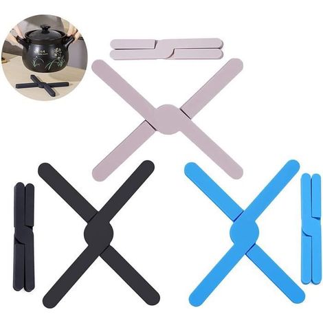 Dessous de Plat Pliable en Silicone,3PCS Dessous de Plat en Silicone Antidérapant Multiusage Support de Casserole Résistant à Chaleu (1/4)